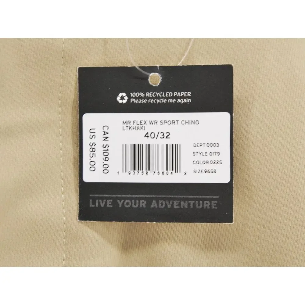NWT Eddie Bauer Men's Flex Wrinkle Resistant Sport Chino Pants Light Khaki 40x32